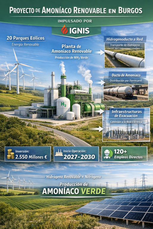 Avanza la tramitación de un proyecto estratégico de amoníaco renovable en Burgos impulsado por IGNIS